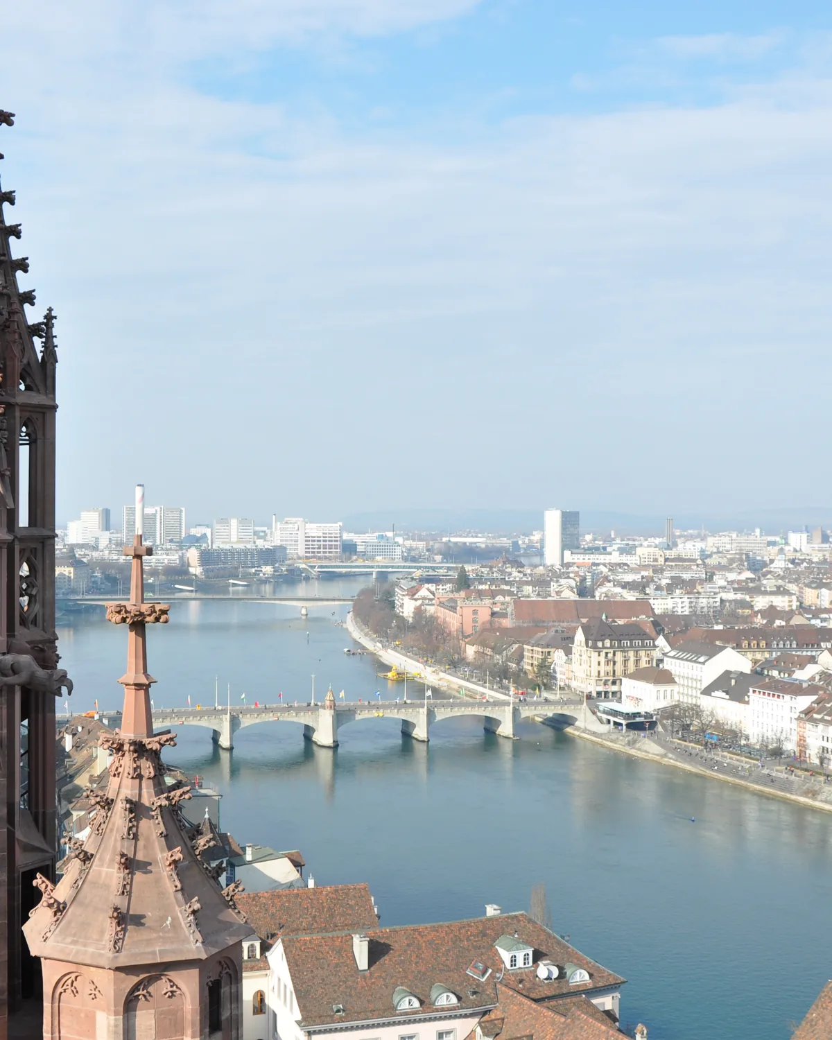 Basel Minster and the Mittlere Brücke over the Rhine