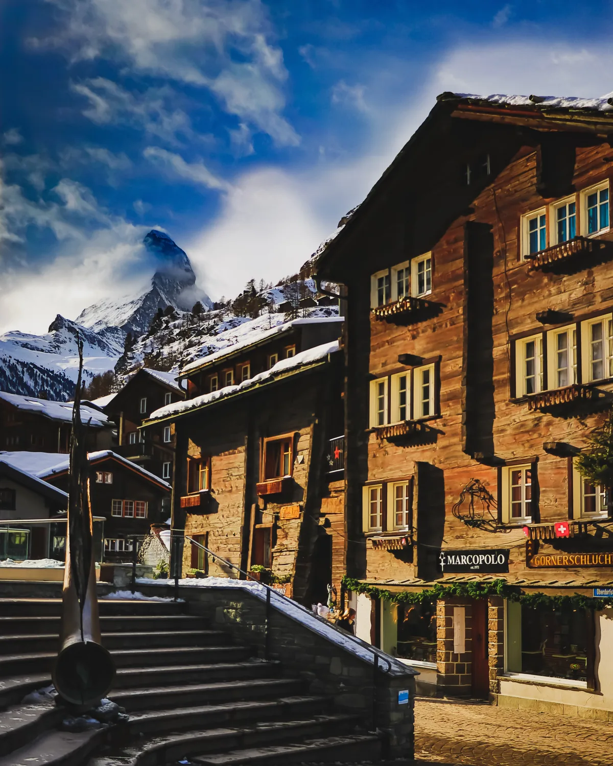 The Matterhorn seen from Zermatt village